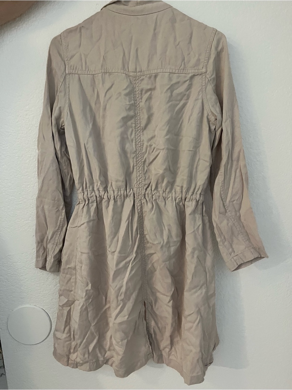 Beige Drawstring Trench Coat Jacket - Picture 2 of 4